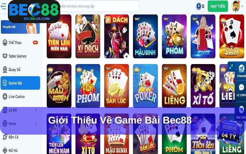 Chuyên mục game bài Bec88 rất được yêu thích