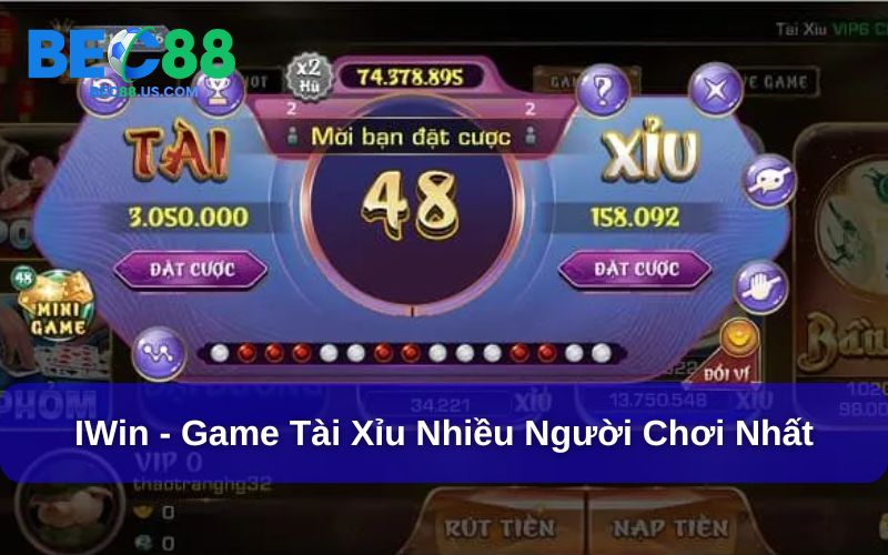 Iwin là game tài xỉu nhiều người chơi nhất tại Bec88
